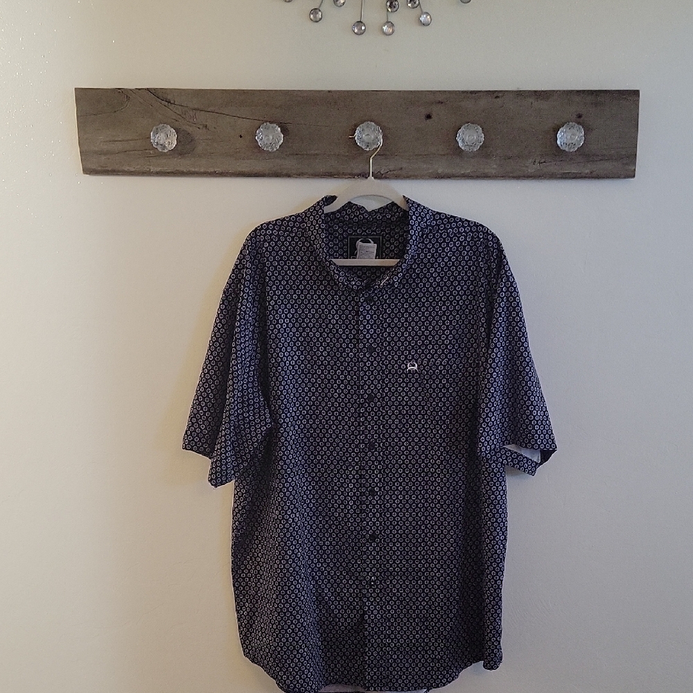 NWOT Cinch Men's Black Geometric Button Down Shirt SZ XXL